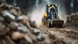 © Thares2020 - A skid steer loader operating in a rugged outdoor worksite