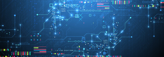 Wall Mural - abstract technology concept. circuit board color background. vector illustration