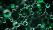 © Adi - macro view of molecular structure, carbon atoms connected by nanotubes, emerald green glow, glossy material, dark scientific background