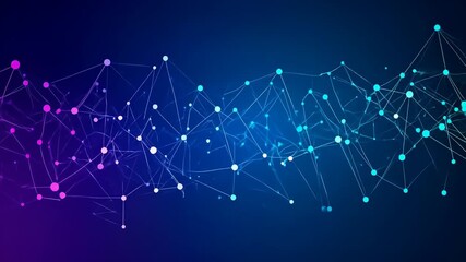 Abstract network connections over a purple to blue gradient background
