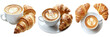© Ruslan - Set of coffee cups with croissants isolated on transparent background PNG