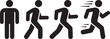 © Masud - Man stands, walk and run icon set. People symbol. Person standing, walking and running illustration. Run, walk, stand. Vector illustration