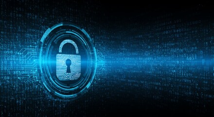 Cybersecurity Data Protection Concept with Lock and Code.
