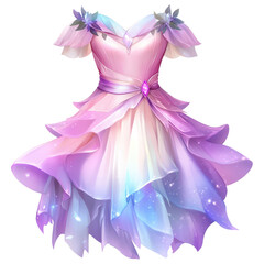 Wall Mural - A beautiful, whimsical dress with layers of colorful fabric, reminiscent of a fairy tale.