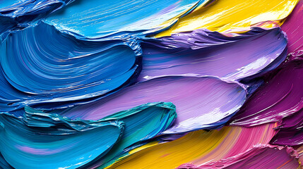 Wall Mural - thickly applied oil paint in swirling blues, purples, yellows, a