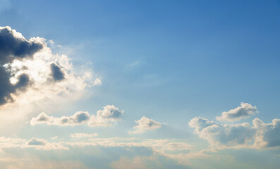 Wall Mural - beautiful blue sky with soft white clouds for abstract background