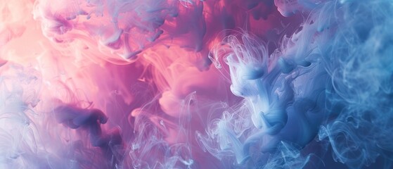Wall Mural - Water Wispy clouds of ink diffusing and swirling gradients with a dreamlike quality movement.