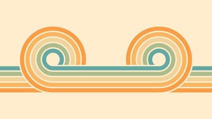 Wall Mural - abstract background of rainbow groovy wavy line design in 1970s hippie retro style. vector pattern r