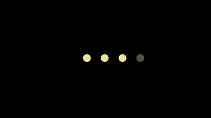 Animation loading bar 4 dots looping progress WHITE icon ON black background Loading is indicated by a dot.4K ANIMATION..