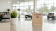 © twc - Customer Care Desk Welcome. Plant and information signage at an automotive business entrance.