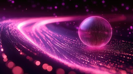 Wall Mural - Abstract Sphere with Glowing Particle Stream Background