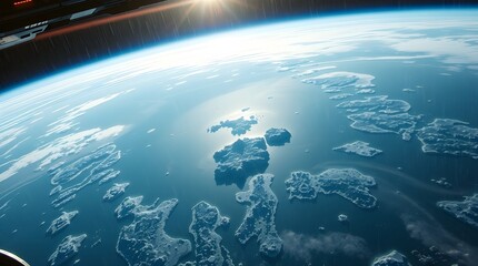 Wall Mural - a breathtaking view of earth from space reveals the planet's curvature & the sprawling blue oceans d
