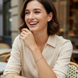 © AMAFACON - Elegant Woman with Diamond Jewelry at Outdoor Cafe
