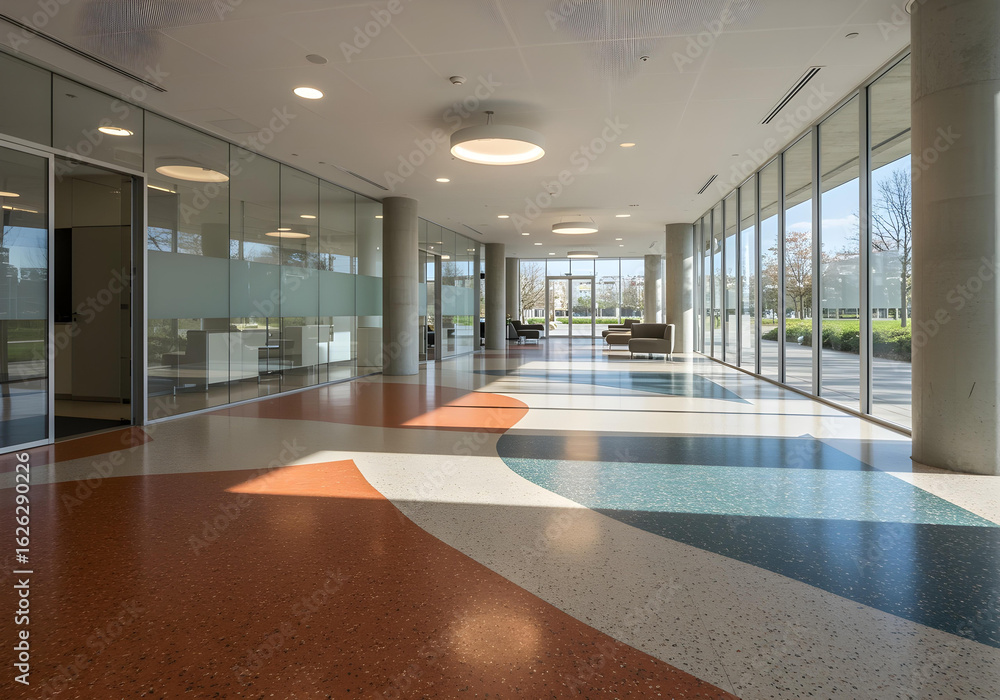 Polished Terrazzo Floor with Colorful Geometric Pattern in Modern ...