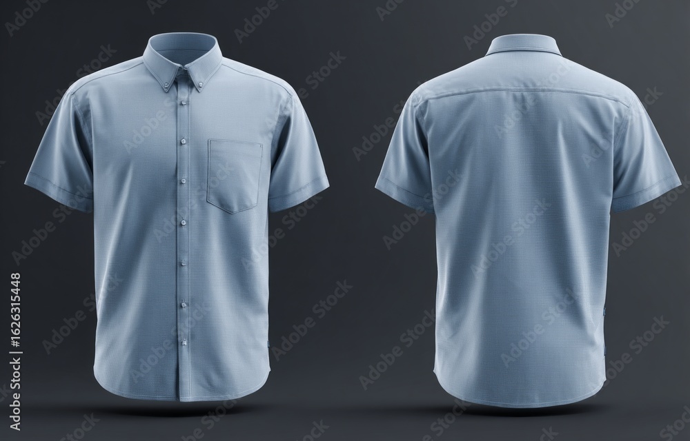 casual or business button up shirt mockup template, front and back view ...