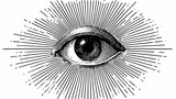 Detailed eye graphic, radiating lines