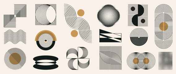 Canvas Print - abstract minimal element mid century vector set. aesthetic contemporary stripe line art, vintage geo