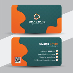 Vector art of modern business card template with abstract shapes and company information