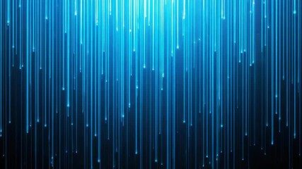 Wall Mural - a mesmerizing cascade of glowing blue digital streams and sparkling particles descends against a dar