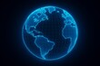 © Best image  - Glowing blue digital earth globe on dark background