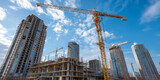 Modern high-rise buildings and construction cranes shaping the urban skyline

