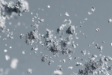 Wall Mural - silver particles scatter in mid-air creating a unique abstract effect
