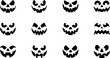 © Arwa - Spooky halloween pumpkin faces silhouette with carved expressions isolated on transparent background for festive design elements