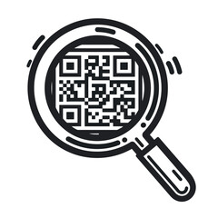 vector illustration of qr code inside magnifying glass for scanning information and accessing digita