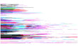 © Vintage Studio - Glitch horizontal screen overlay with scan lines effect on transparent background, rough banding texture, analog television distortion, old monitor interference, computer signal noise