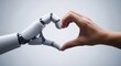 © Mahi - Robot and human hands forming a heart shape, symbolizing love and connection