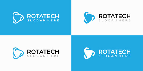 Abstract rotating triangle technology connection vector logo design
