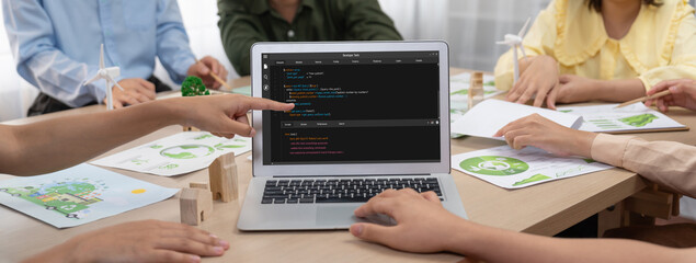 Software development programming on computer screen for brisk application and program coding