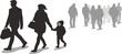 © BestZone - Silhouettes of people walking together on a white background family child