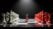 © Margarita Ratatosk - Chess pieces symbolizing global economic conflict between United States and China. Financial crisis and trade war strategy.