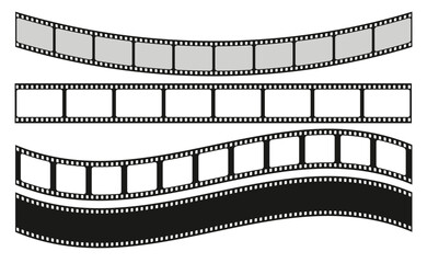 Film strip wave lines. Vintage style retro cinema movie strip set. Video tape. Vector illustration