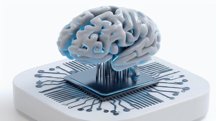 Wall Mural - brain-computer interface: neural network & ai technology visualization