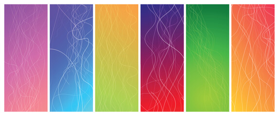 Wall Mural - set of abstract gradient backgrounds with wave beams