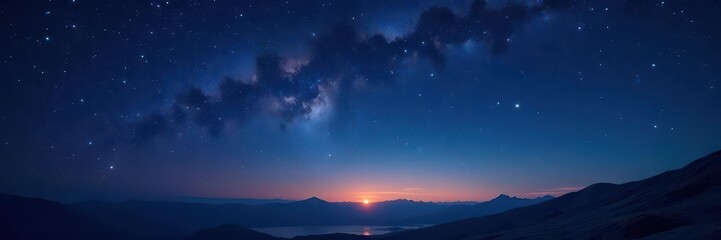 Wall Mural - Dark, star-filled night sky with atmospheric air, astronomy, dark matter, twinkling