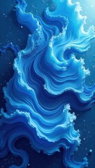 Wall Mural - Abstract swirling blue waves, textured background, cosmic, backdrop