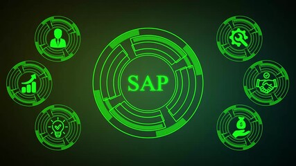 Sap technology global network connection animation with futuristic interface design . 