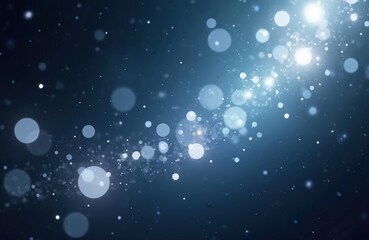 Wall Mural - Dark blue abstract background with many glowing particles, bright bokeh lights. Festive, magical effect creates celebratory mood, perfect for holiday winter themes. Subtle gradient overlay adds
