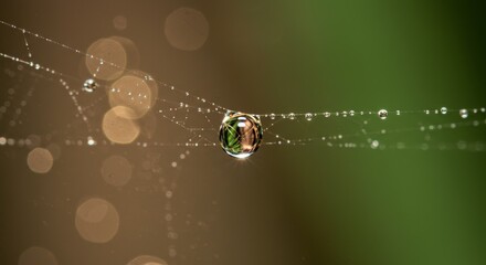 Dewdrops Adorn a Delicate Spiderweb