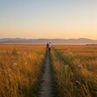 © JOKI - Couple Walking Along a Path Through Golden Meadow at Sunset