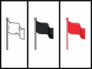 Wall Mural - Clean and modern vector  vector illustration of waving flags in white black and red color on poles art