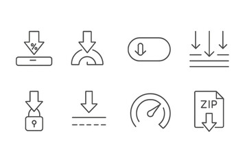 Wall Mural - Download linear icon set. data, speed, security icons in simple line style