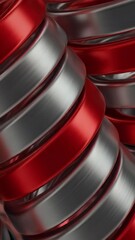 Abstract 3D Spirals Red and Silver Metallic Background Texture