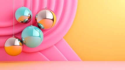 Colorful decorative spheres on a vibrant backdrop, perfect for modern design themes.