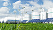 © Vanitjan - Hydrogen energy plant with wind turbines and solar panels- 3D rendering