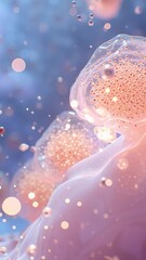 Wall Mural - vertical video microscopic view of human cells. floating particles add to the dynamic, scientific ae