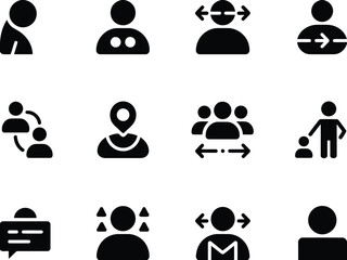 Diverse human profile icons representing various social interactions and communication people network